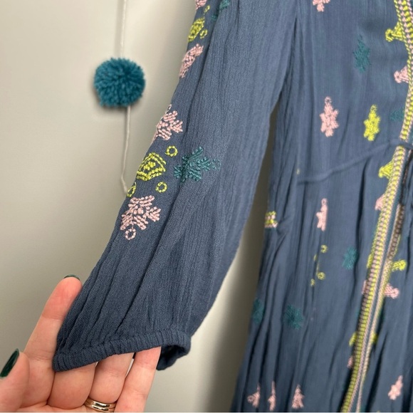 Free People Stargazer Blue Embroidered Sundresss - Picture 3 of 7